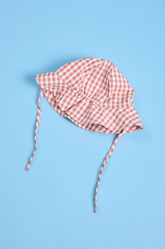 Gorro bebé- vichy magenta