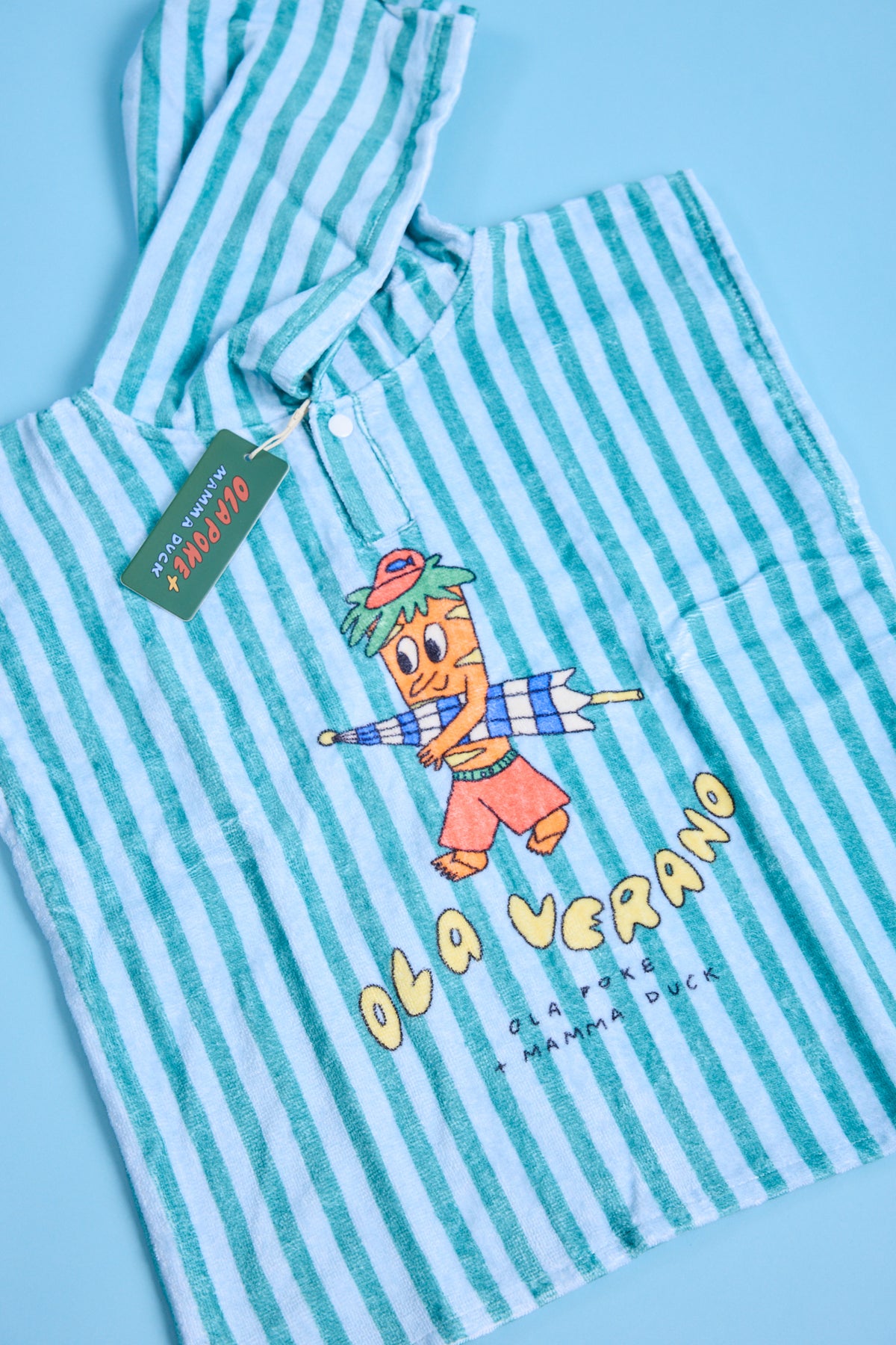 Poncho toalla 100% algodón- Ola carrot rayas